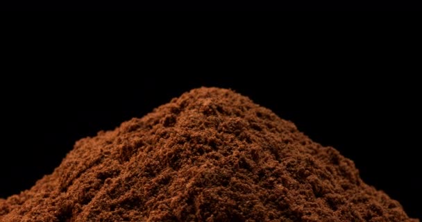 Nutmeg Myristica Fragans Powder Turning Black Background Slow Motion — стокове відео