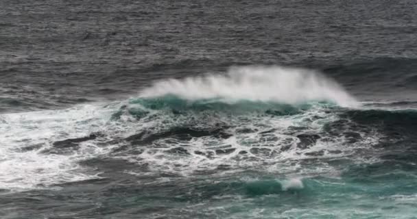 Fuertes Olas Mar Vista Panorámica Del Paisaje Marino — Vídeo de stock