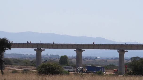 Construção Linha Trem Alta Velocidade Quênia Nairobi Park Tempo Real — Vídeo de Stock
