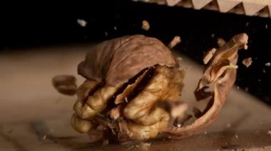 Ceviz kırılıyor. Yakından.