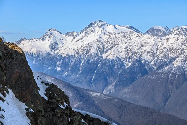 Prachtige Berg Schilderachtige Winter Landschap Van Belangrijkste Kaukasus Bergen Ridge — Stockfoto