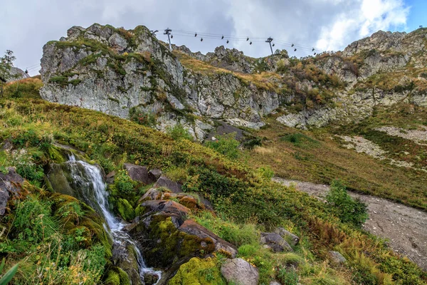 Scenic Autumn Landscape Aibga Ridge Medvezhiy Waterfall Gorky Gorod Mountain — стокове фото