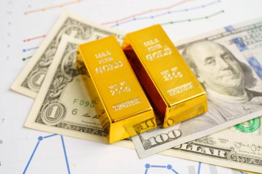 Grafik kağıdında altın külçeleri, finansman ticari yatırım para birimi.