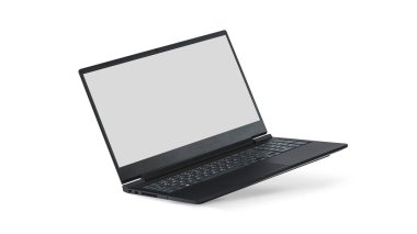 Beyaz arka plan üzerinde izole modern siyah dizüstü