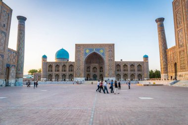 Samarkand, Uzbekistan - September, 2018: The Registan square in Samarkand, Uzbekistan. Registan is famous for its beautiful architecture and colorful mosaic decoration.