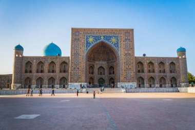 Samarkand, Uzbekistan - September, 2018: The Registan square in Samarkand, Uzbekistan. Registan is famous for its beautiful architecture and colorful mosaic decoration.