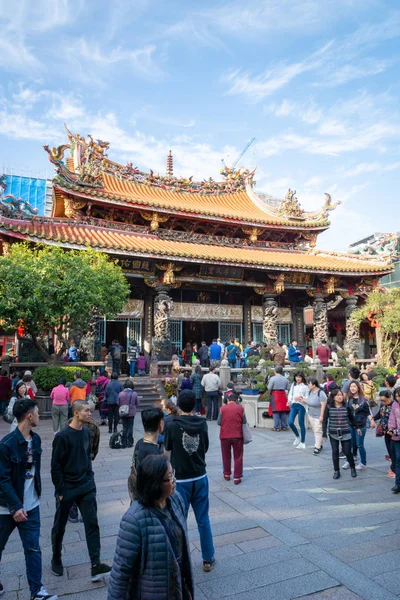 Taipei Taiwan März 2019 Langer Shan Tempel Und Besucher Taipei — Stockfoto
