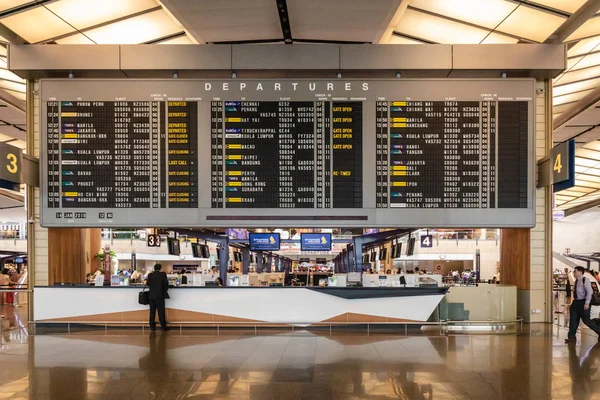 Σιγκαπούρη Ιανουάριος 2019 Singapore Changi Airport Terminal Big Departure Schedule — Φωτογραφία Αρχείου