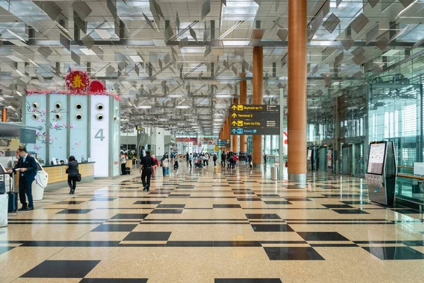 Singapur Leden 2019 Architektura Cestující Letiště Singapur Changi Singapur Letiště — Stock fotografie