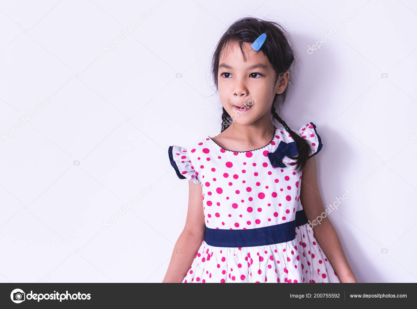 Little Asian Girl Portrait Sweet Vintage Dress Stock Photo Little Asian Girl Portrait Sweet Vintage Dress Stock Photo