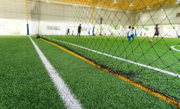 Soccer training field on training ground with children