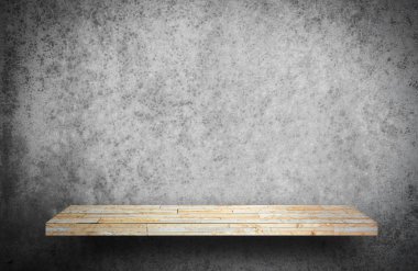 Ürün görüntülemesi için gri çimento duvarında boş raf