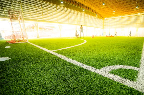 Corner kick spot in an indoor soccer field