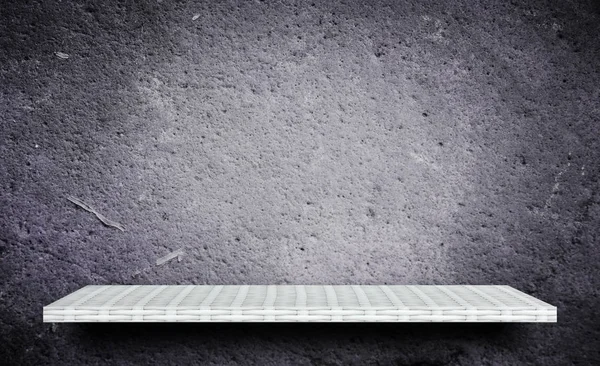 Lege Witte Plank Grijze Cement Achtergrond Voor Product Display — Stockfoto