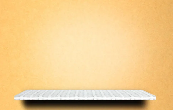 Witte Plank Gele Achtergrond Voor Product Display — Stockfoto
