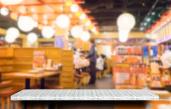Λευκό ξύλινο σε εστιατόριο καφέ φαγητό φόντο οθόνη του προϊόντος — Φωτογραφία Αρχείου