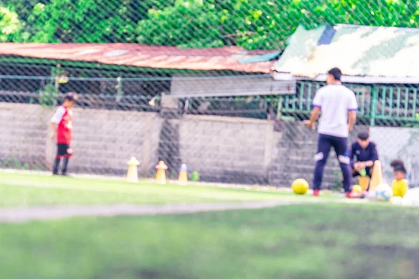 Soccer Academy field for children training blurred for backgroun — Stock Photo, Image