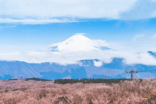 Ascensore della funivia di Hakone al monte owakudani con Fuji sul bac — Foto Stock