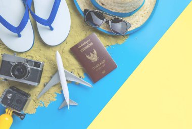 Kum mavi sarı pembe ba Plaj Yaz Tatili seyahat moda