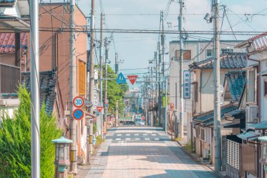 Sakata; Japonya - 30 Eylül 2019: İnsanlar Sakata kasabasında seyahat ediyorlar.