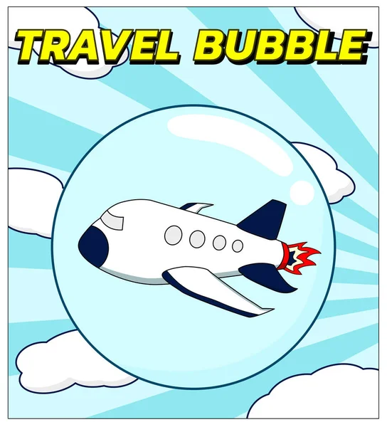 Affiche Travel Bubble Est Nouvelle Solution Normale Pour Industrie Touristique — Image vectorielle