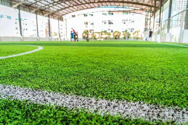 Campo Fútbol Inddor Con Hierba Artefacto Verde — Foto de Stock