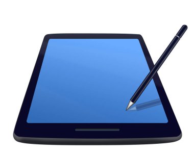Şablon vektör illüstrasyonunu oluşturmak için boş ekranlı kalem stili tablet.