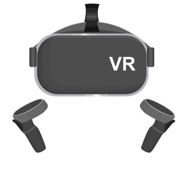 VR oyun gözlüğü kulaklık denetleyicili vektör simgesi