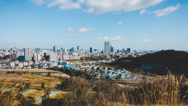 Sendai Şehri Nin Yüksek Tepesinden Japonya Manzarası — Stok fotoğraf