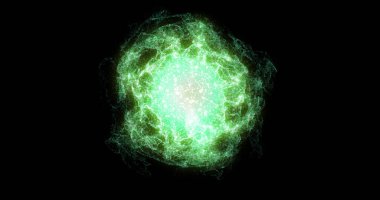 Enerji dalgası teknolojisi arka planı. Dijital iletişim, gelecek teknolojisi, bilim, veri alışverişi ve yapay zeka için mor partiküller ve enerji dalgaları. Geleceğin veri ağı BG