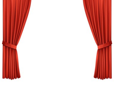 Background with luxury scarlet red silk velvet curtains