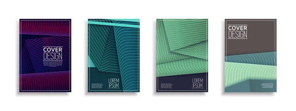 Vektor Cover Design Set Mit Abstrakten Linien Moderne Halbtonverläufe Vorlage — Stockvektor