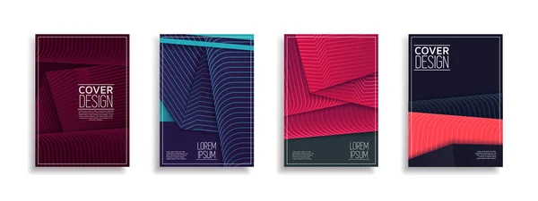 Vektor Cover Design Set Mit Abstrakten Linien Moderne Halbtonverläufe Vorlage — Stockvektor