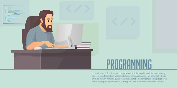 Programación Banners Codificación Fondo Diseño Plano Ilustración Vectorial — Archivo Imágenes Vectoriales