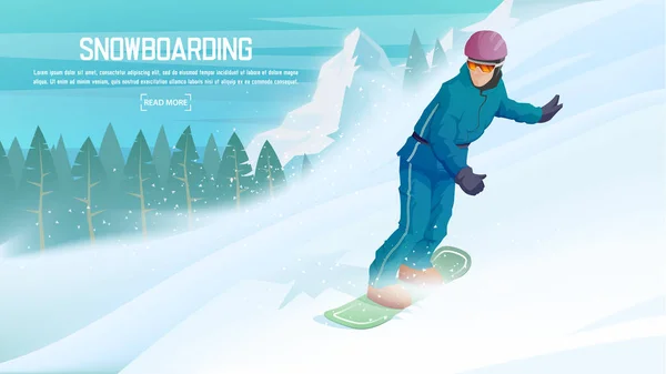 Snowboard Snowboarder Der Bergab Läuft Sportler Hang Zum Snowboarden Vom — Stockvektor