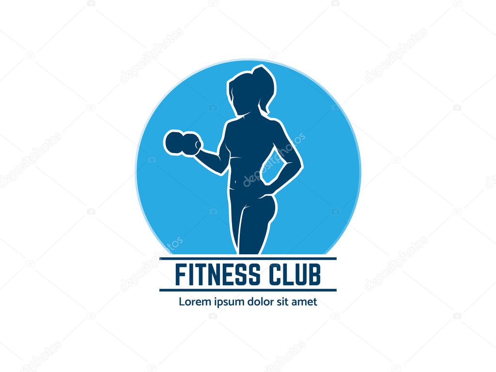 Fitness Club Logo Or Emblem With Woman Silhouettes Woman Holds Dumbbell Isolated On White Background Premium Vector In Adobe Illustrator Ai Ai Format Encapsulated Postscript Eps Eps Format