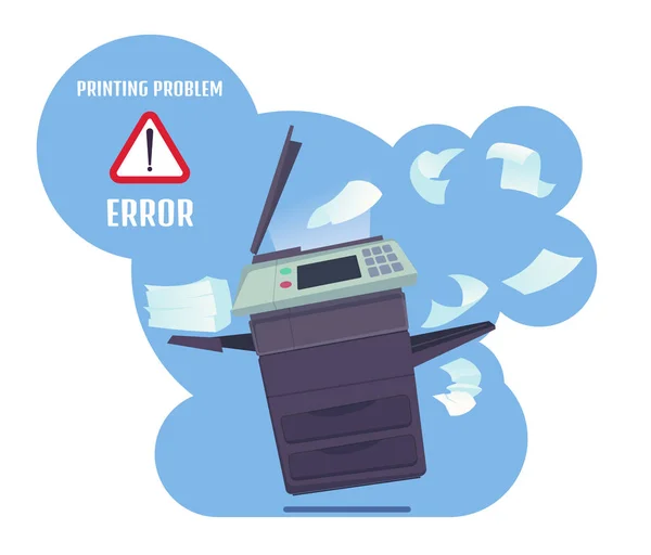 Printer Error Vector Illustration — Stock Vector