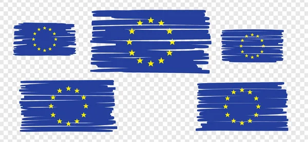 Bandera Europea Con Líneas Dibujadas Mano Colores Ilustración Vectorial Vectores de stock libres de derechos