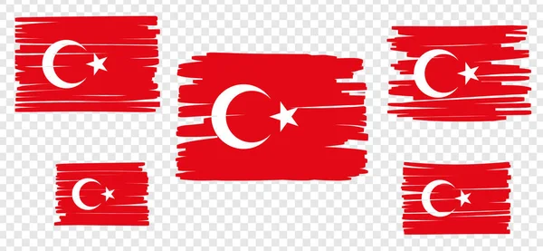 Bandera Turca Con Líneas Dibujadas Mano Colores Ilustración Vectorial Vectores de stock libres de derechos