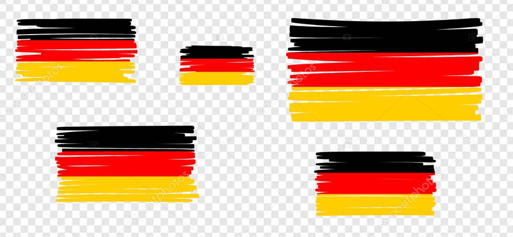 German Flag with colored hand drawn lines. Vector illustration