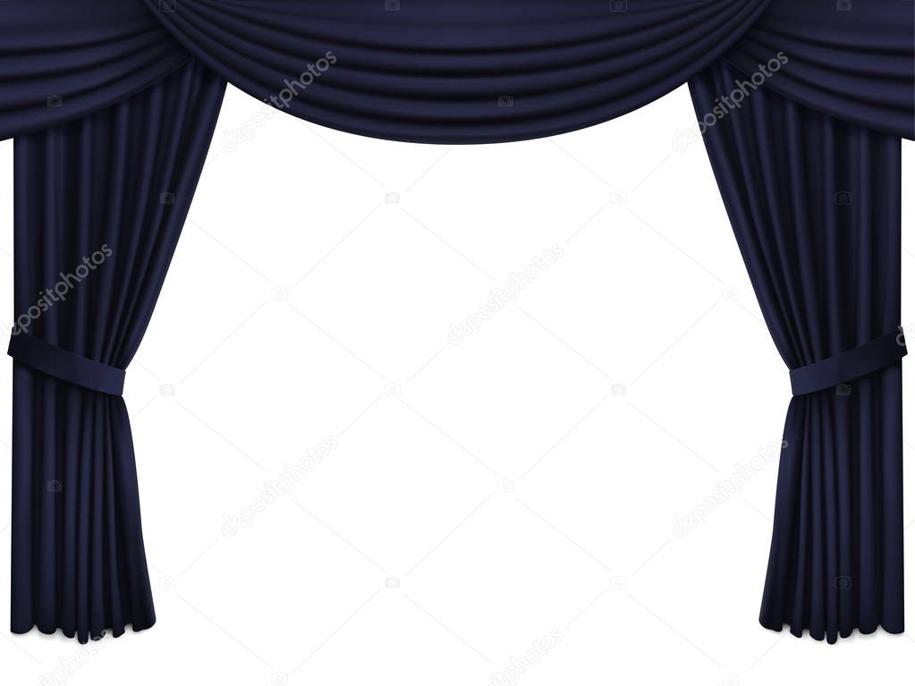 Background with black silk velvet curtains