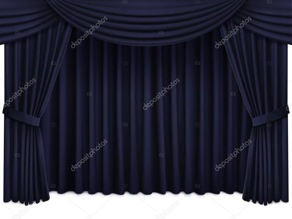 Background with black silk velvet curtains