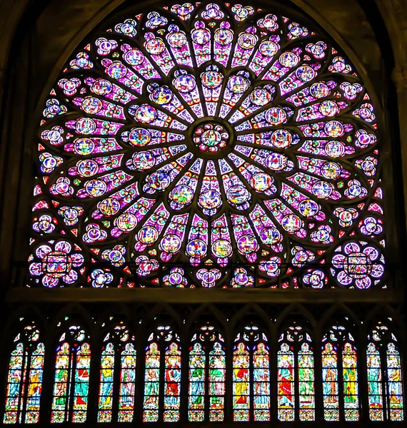 The North Rose window of Notre Dame de Paris Cathedral. Paris, France.