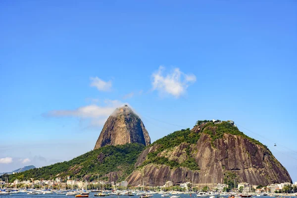 Утренний Вид Холм Sugar Loaf Лодки Залив Гуанабара Рио Жанейро — стоковое фото