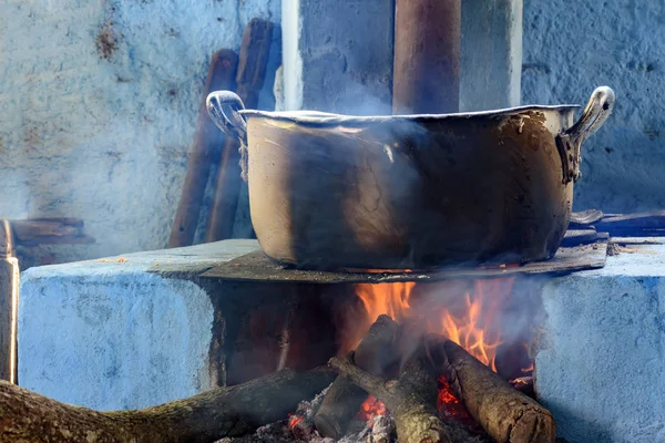 Cocina Con Estufa Leña Típica Del Interior Brasil Las Comunidades — Foto de Stock