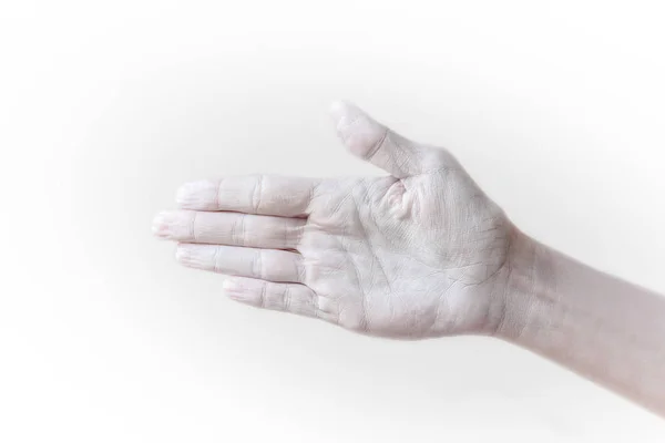 Gestures Positions Expressions Female Hands Fingers Painted White Also White — Stock Photo, Image
