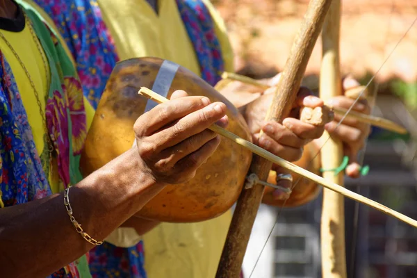 Instrumento Musical Brasileiro Chamado Berimbau Geralmente Utilizado Durante Capoeira Trazido — Fotografia de Stock