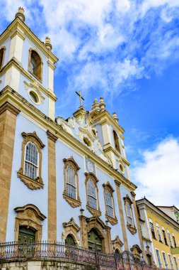 Salvador Pelourinho sömürge mimarisinde eski tarihi kilisenin Cephe, Bahia, Brezilya
