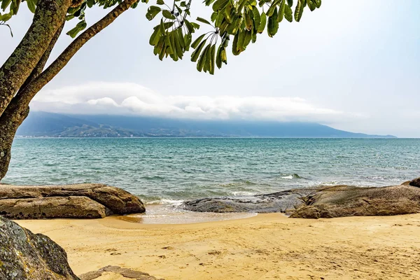 Strand Ilhabela Szigeten Sao Paulo North Coast Kilátással Kontinens Város — Stock Fotó