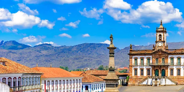 Praça Central Ouro Preto Com Seus Edifícios Históricos Monumentos Arquitetura — Fotografia de Stock